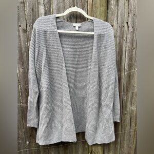 Gray Cashmere Garnet Hill Open-Front Cardigan Sweater